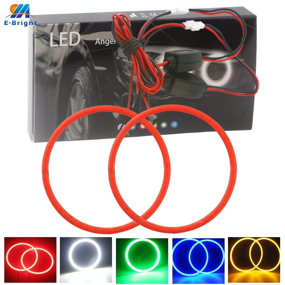 

2PCS COB Angel Eyes Halo Rings Cars Day Width Turn Signal Driving Light 12V 24V 60-70-80-90-95-100-110-120mm LED White Red Amber