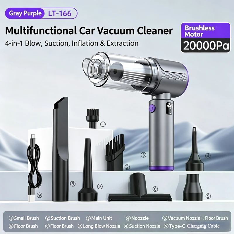 2in1 Mini Wireless Version Car Vacuum Cleaner High Power Brushless Motor Cleaning Machine Powerful Air Duster for Home Appliance