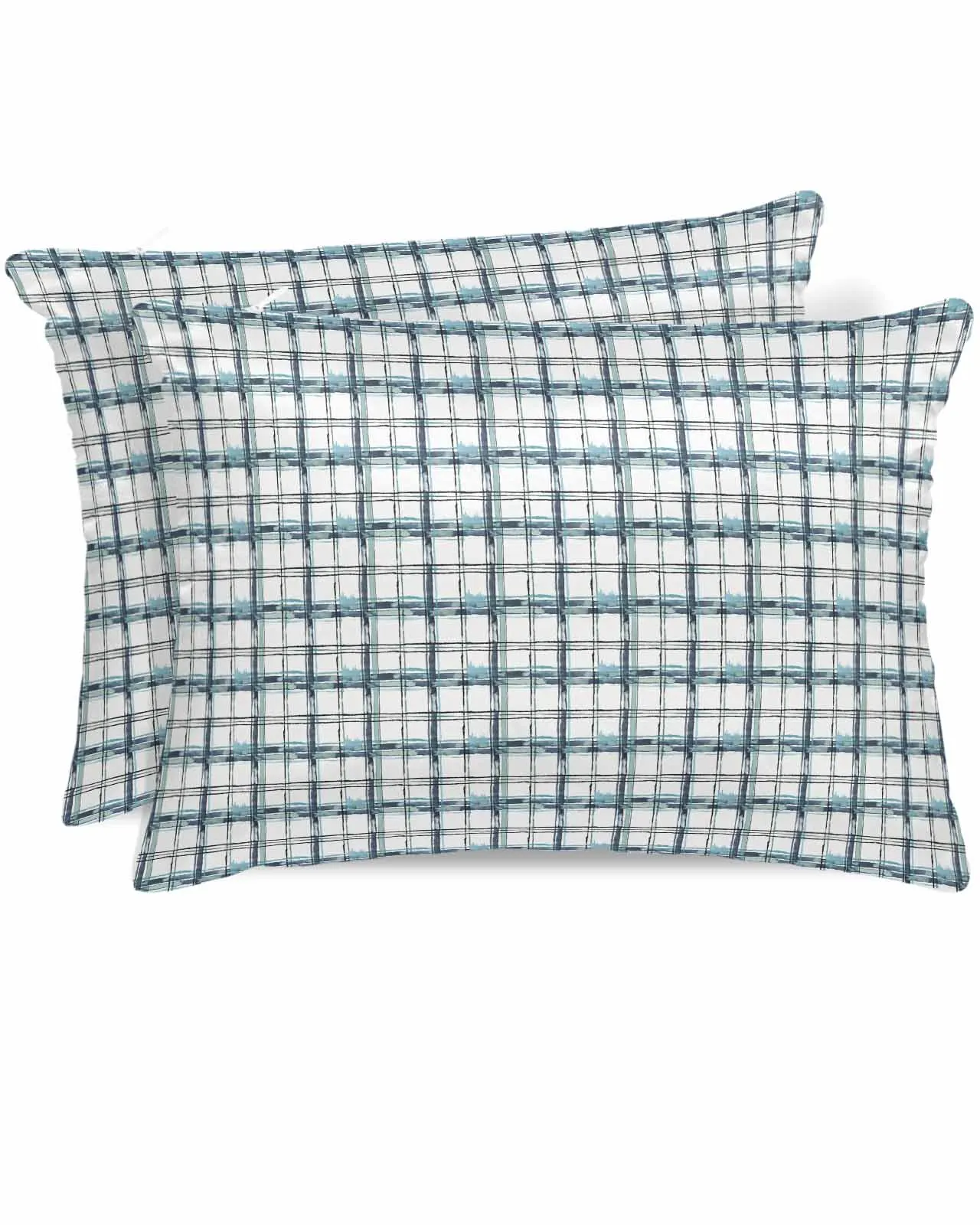 Checkered Watercolor Gradient Hand Drawn Loop Bed Satin Pillowcase Sofa Pillow Cover Case Bedroom Satin Cushion Covers Home