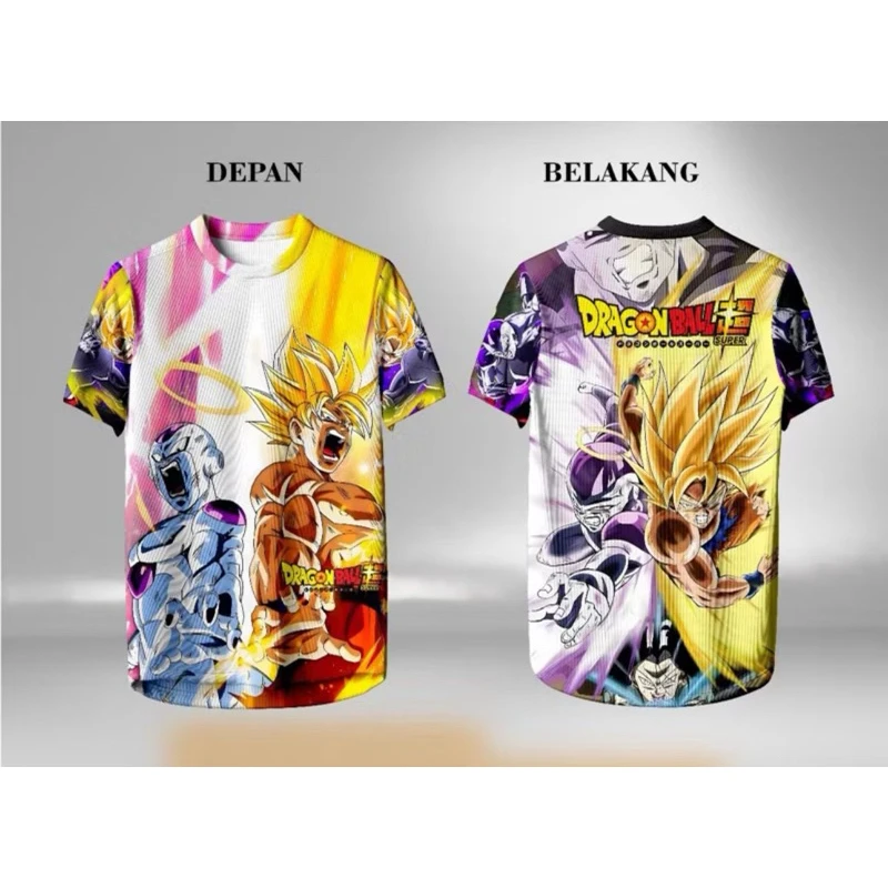 Camiseta de Manga Corta con Estampado 3D de Personajes de Anime de Dragon Ball Super Goku Vs Frieza para Hombre, Ropa Deportiva Informal y Elegante para Fanáticos