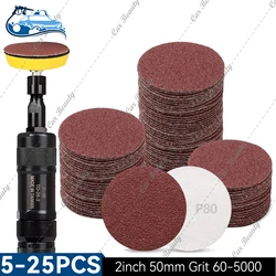 50mm 2inch Sanding Paper for Disc Sander Hook and Loop Sandpaper Alumina Orbital Sander Sheet for Polishing Grinding Woodworking