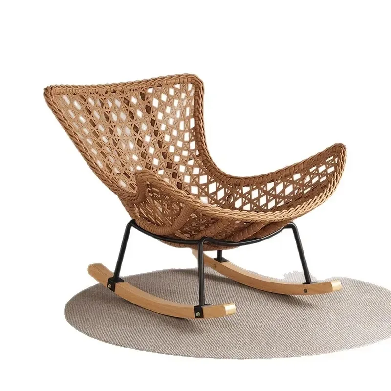 Modern Metal Rocking Chair Recliner Adult Single Seat Multi-functional Lazy Sofa for Balcony Bedroom Home Leisure