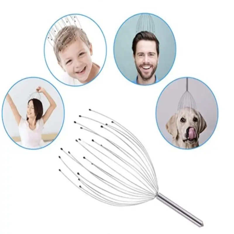 1pcs Octopus Head Massager Stainless Steel Engraved Head Relaxer Brain Massage Claw Scalp Scratcher Itch Reliever