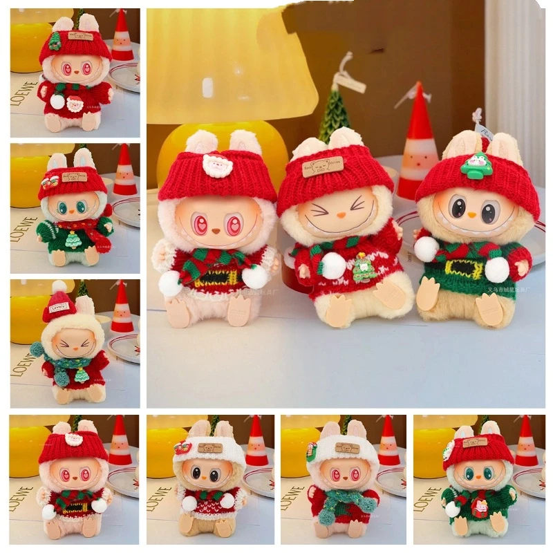 Neue Labubu-Accessoires-Kleidung, geeignet für V1 V2 V3 Labubu Weihnachtspullover-Set, Labubu-rote Kleidung, Weihnachtsmode-Geschenk
