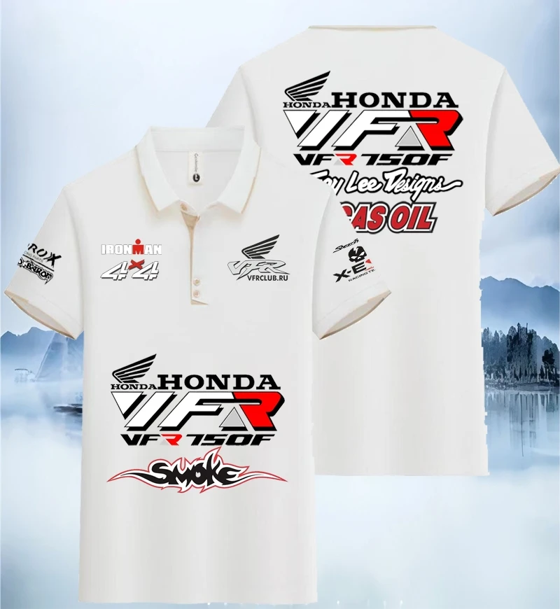 

Summer Unisex Fashion Trend Matching Sport Running Casual Polo Shirt With Honda Logo Print For Couples Men's And Women's