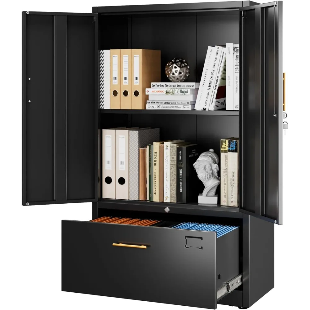 

Metal File Cabinet with 1 Drawers, Office Filing Cabinet with 2 Doors for Home Office School for Hanging Letter/Legal/F4/A4 Size
