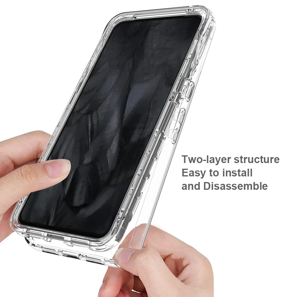 Two Layers Structure Clear Case for Google Pixel 8 7 6 Pro 7A 6A Shockproof 360 Degree Full Protect Camera Lens 2 in1 Back Cover