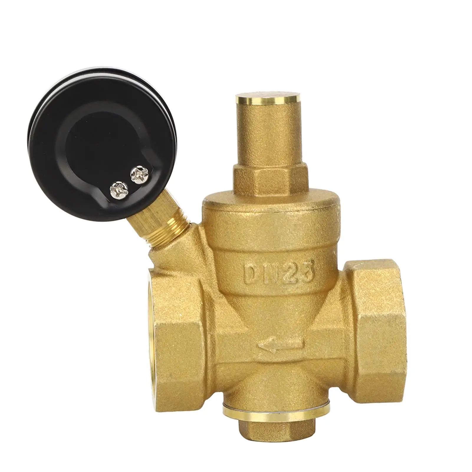 Brass DN25 Water Pressure Regulator Relief with Gauge - Adjustable Meter