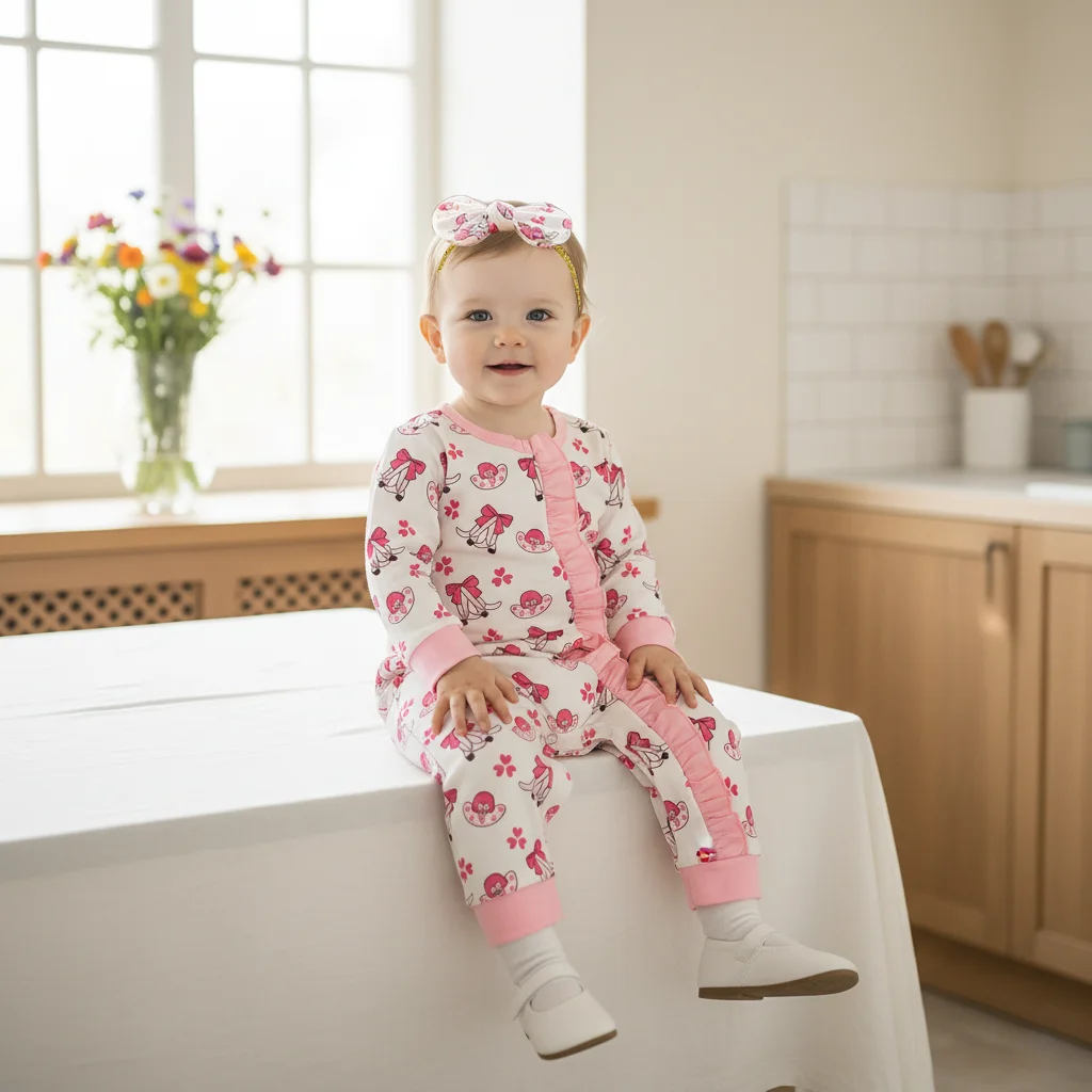 

Одежда для малышей, комбинезон в стиле вестерн для девочек, комбинезон на молнии с длинными рукавами и бантом, повязка на голову, одежда для новорожденных