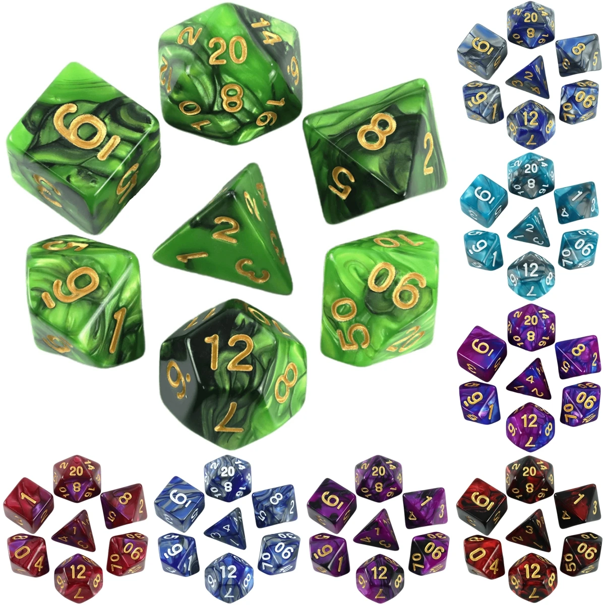 

DND RPG Dice 7 шт./компл. акриловые многогранные игральные кости D4-D20 для настольной игры RPG Club Party
