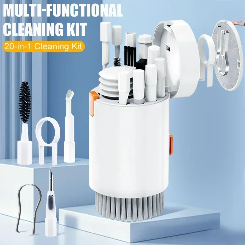 

20-in-1 Multi-Functional Computer Cleaning Kit Portable Cleaning Pen Mobile Phone Screen Cleaning Tool Keycap Puller Kit