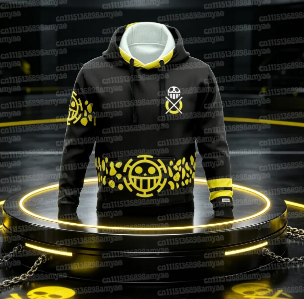 One Piece Trafalgar Law 3D Digital Cartoon Print Logo Anime Cosplay Kleidung Hoodie Warmer Pullover Jacke Peripherieartikel Familienoutfit – Detail 4