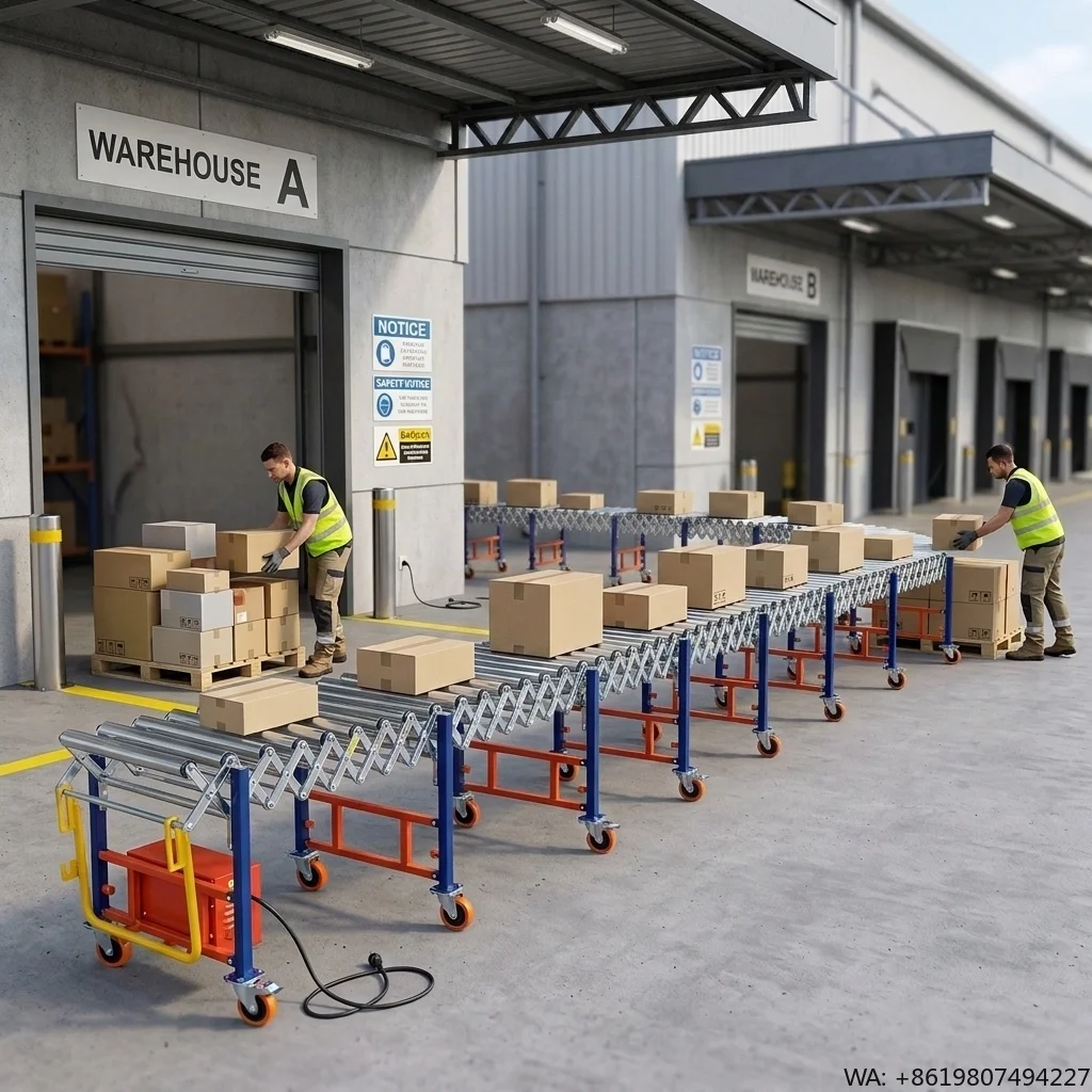 Freely Turning Extendable Multi Wedge Belt Roller Conveyor Mobile Telescopic Carton Transfer Conveyors for Distribution Center