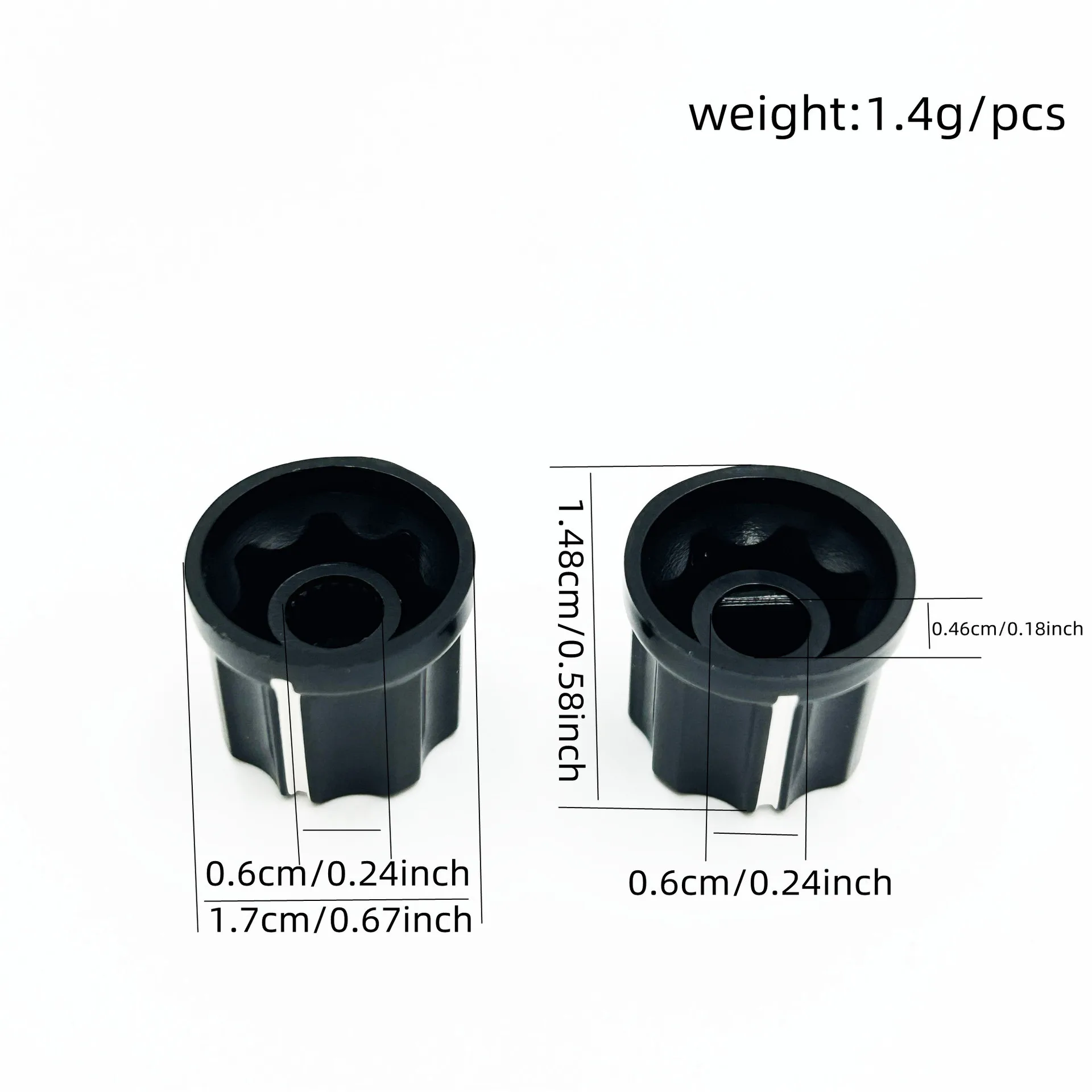 Guitar Black Plastic Potentiometer Knob with Aluminum Plate & White Indicator Line for Split Shaft / D-Shaft Volume Control