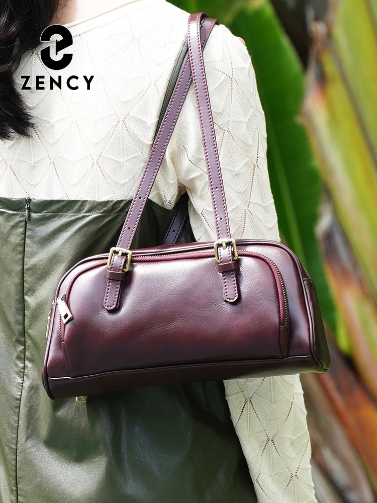 Zency Handbag Purse for Women French Style Underarm Bag Genuine Leather Gift Shoulder Bag For Lover Girlfriend