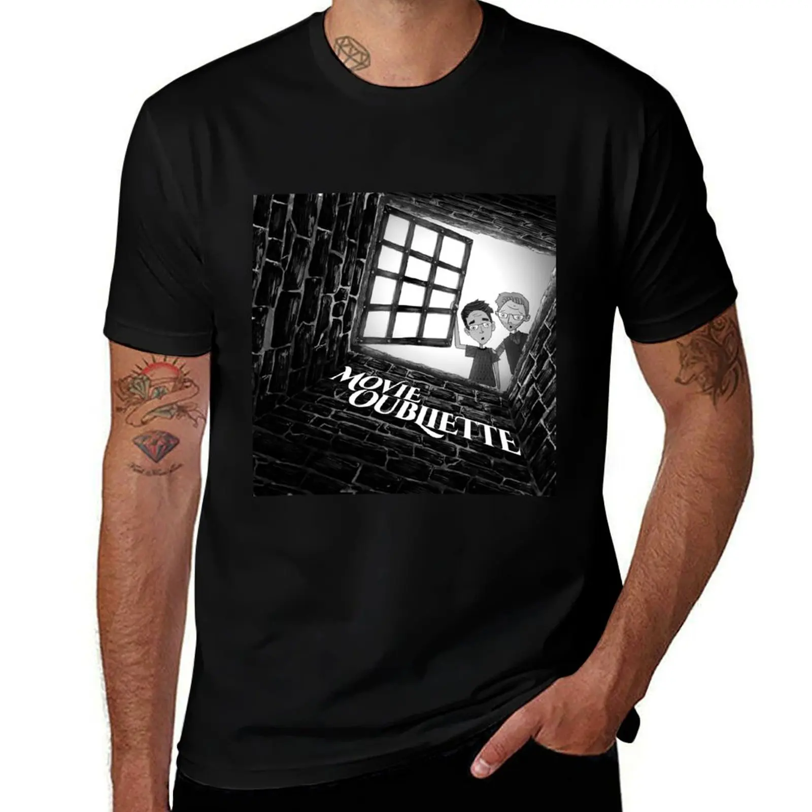 Movie Oubliette podcast logo with text T-Shirt Casual Simple Design Short Sleeve Shirt