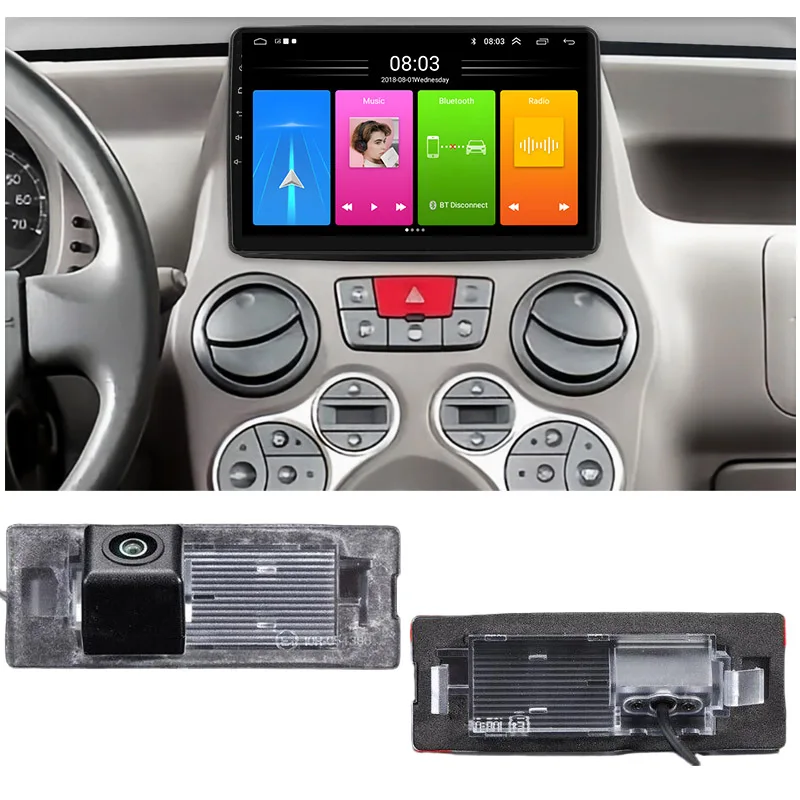 With wireless Bluetooth Carpaly GPS Android Car radio Navigation+HD rearview camera For Fiat Panda 312 319 169/ Fiat Panda II 2