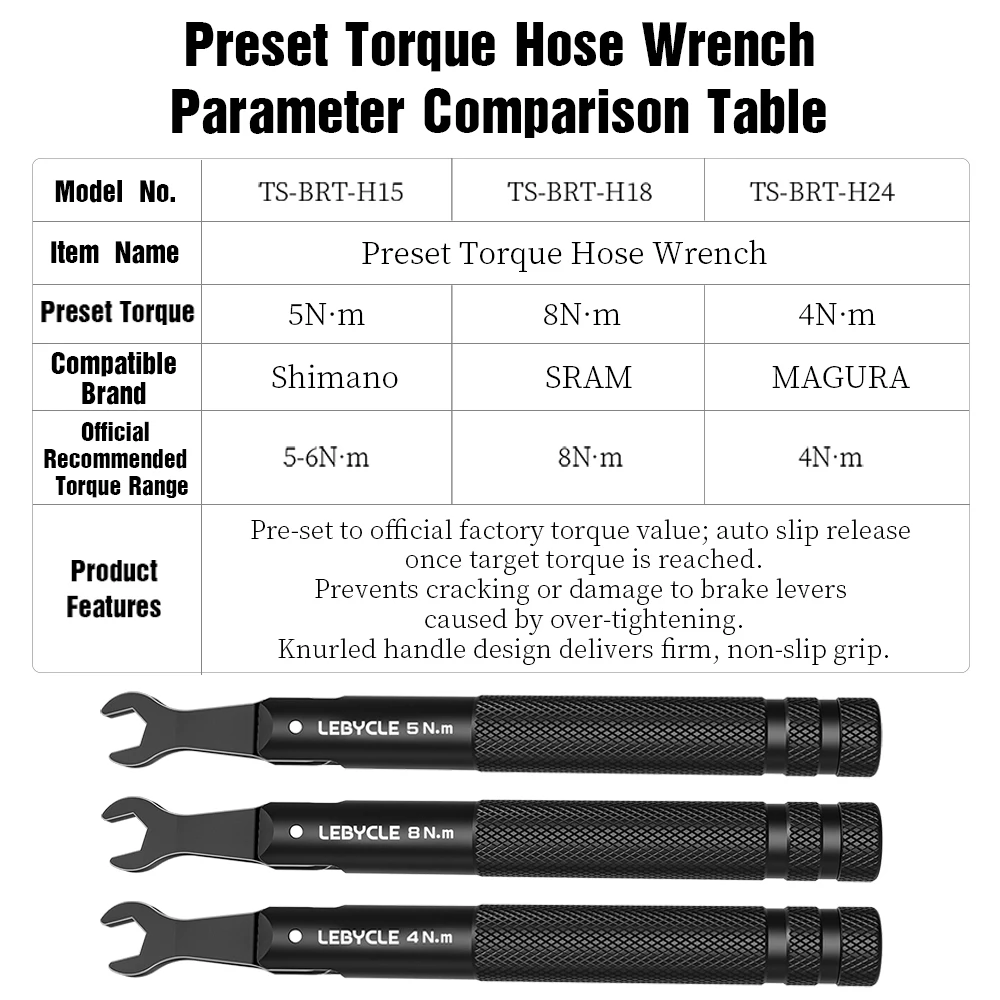 LEBYCLE Bike Hydraulic Brake Preset Torque Wrench 4/5/8Nm Preset Torque Wrench For Shimano Sram Magura Bike Brake Hose Tools