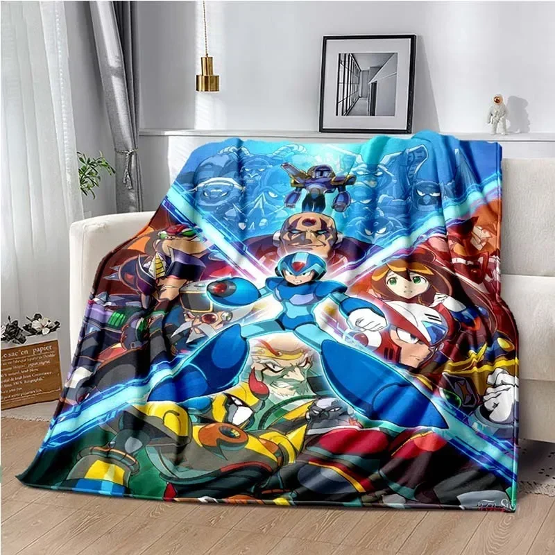2026 Cartoon Rockman Megaman Game Soft Plush Blanket,Flannel Blanket Throw Blanket For Living Room Bedroom Bed Sofa Picnic Cover