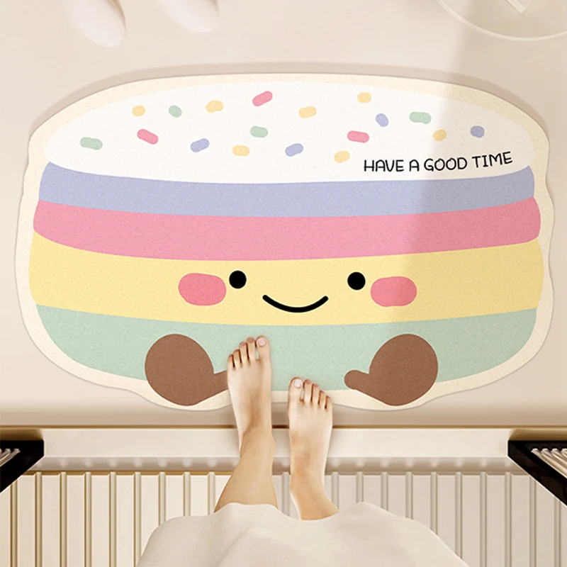 

Мультяшный впитывающий коврик для ванной комнаты, бытовой коврик из диатомовой грязи, кухня, ванная комната, туалет, входной ковер