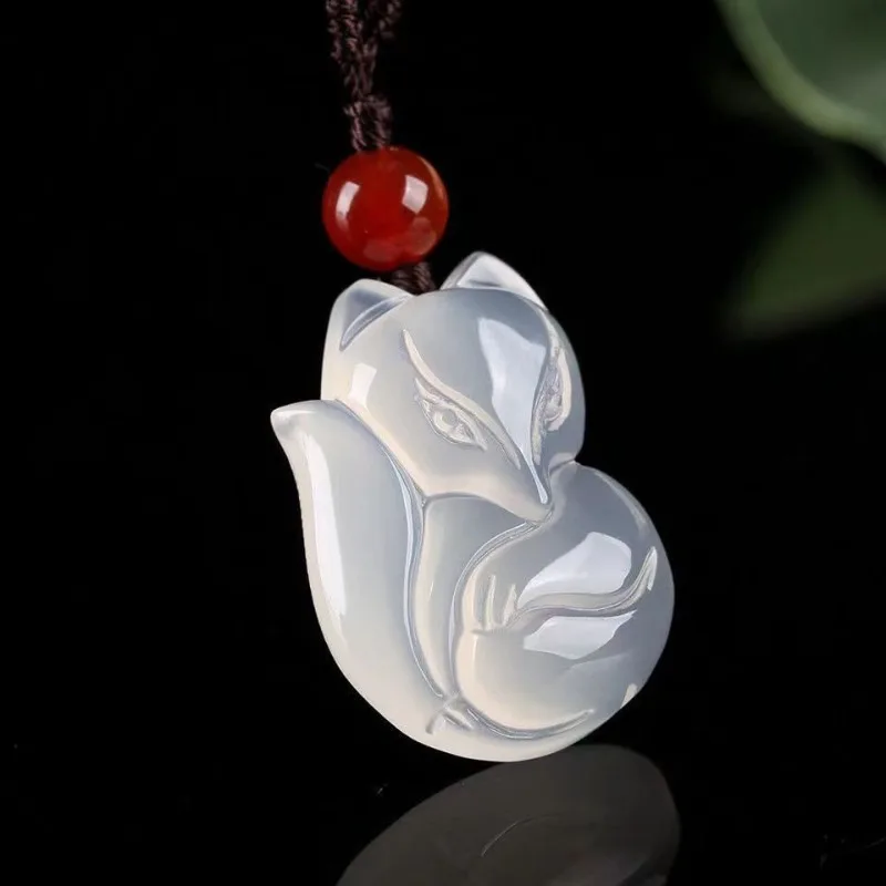 

Ice Chalcedony Pendant Guanyin Buddha Gong Ping An Buckle Pixiu Fudou Pendant Natural Boutique Men's and Women's Jade Necklace