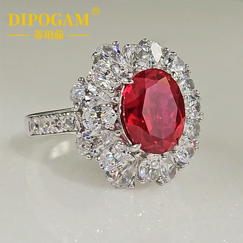 

Новое элегантное овальное кольцо с выращенным кроваво-красным сапфиром 3,5 карата и бриллиантами для женщин, из чистого серебра и белого золота, ювелирные украшения
