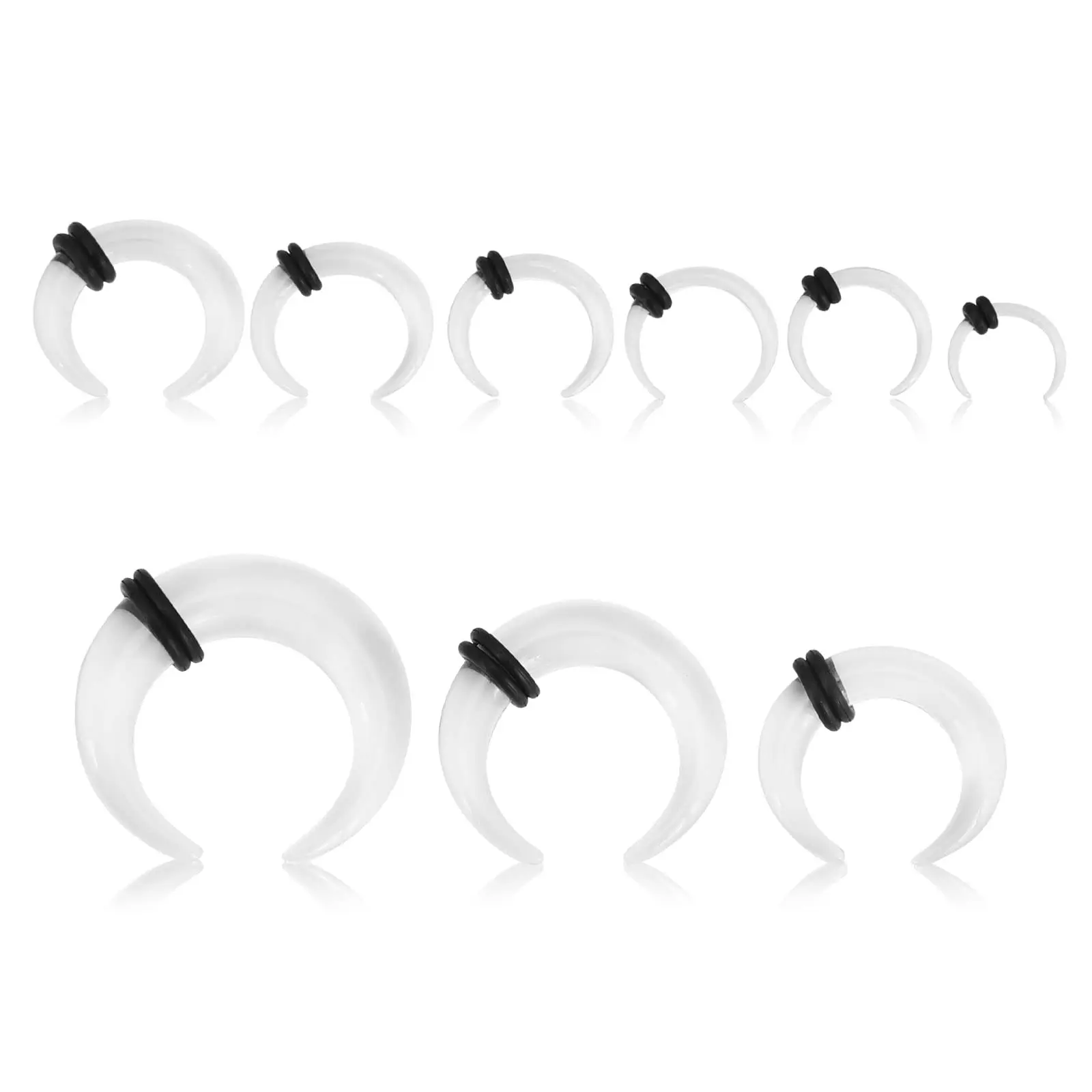 18Pcs Acrylic Septum Pincher Tapers C Shape Buffalo Ear Taper Kit Stretching Expander Rings for Nose Ear Gauges Clear