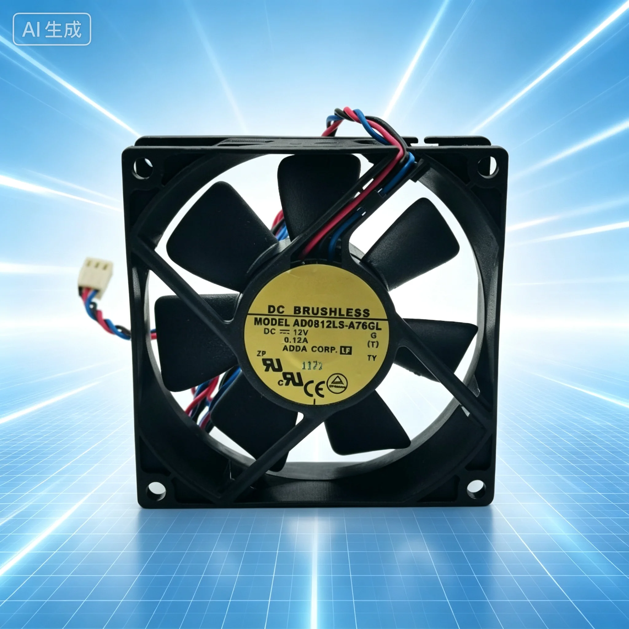 Hydraulic Bearing Fan AD0812LS‑A76GL 8025 8CM 12V 0.12A 3‑Wire Tachometer for Cooling Device