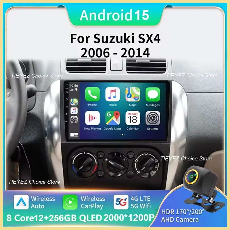 

Автомобильный радиоприемник Carplay Android 15 для Suzuki SX4 2006-2013, Fiat Sedici 2005-2014, навигация, мультимедийный видеоплеер, аудио, 2din, стерео