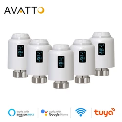 AVATTO Tuya WiFi Thermostat Radiator Valve,Smart Temperature Controller Programmable Actuator TRV,works with Alexa Google home