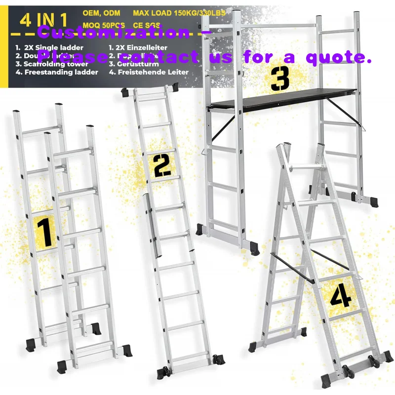 

custom.Industrial Collapsible Simple Mobile Workbench 4 Modern Multifunctional Outdoor Scaffolding Aluminum Alloy Ladder EN131