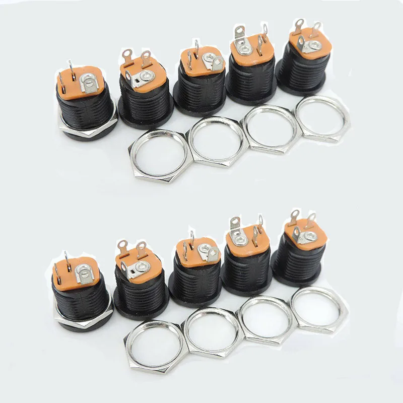 DC022 DC-022 5.5x2.1 مللي متر 5.5x2.5 مللي متر 5.5*2.1 مللي متر تيار مستمر أنثى جبل المقبس قابس طاقة وصلة مرفاع لوحة تصاعد 5.5 مللي متر 2.5 أسود c1 #6