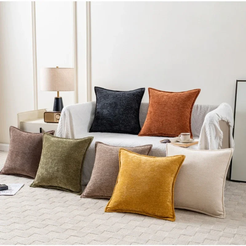 Luxury Chenille Cushion Cover Sofa Bed Thick Decorative Throw Pillowcase Modern Soft Living Room Pillow Home Decor