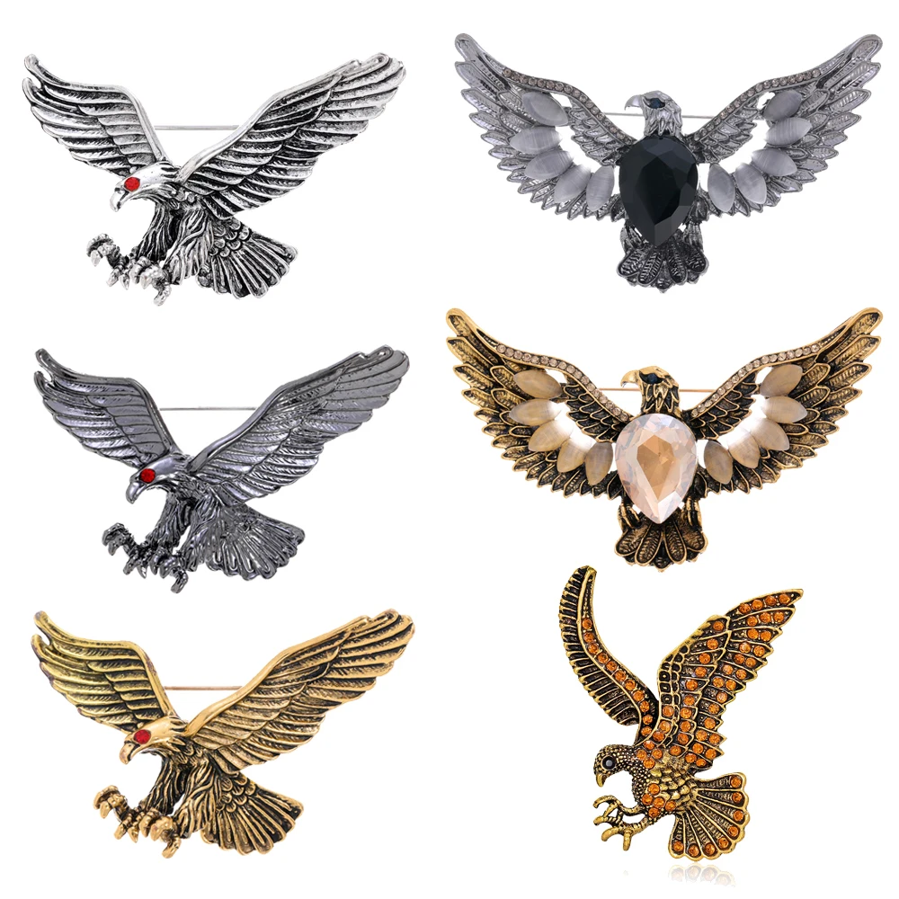 New vintage eagle brooch Atmospheric trend Dapeng winged animal pins Men's and women's clothing accessories jewelry gifts