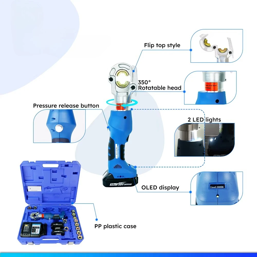 ECT-6022M أدوات تجعيد عروة الكابلات الهيدروليكية الصغيرة الذكية