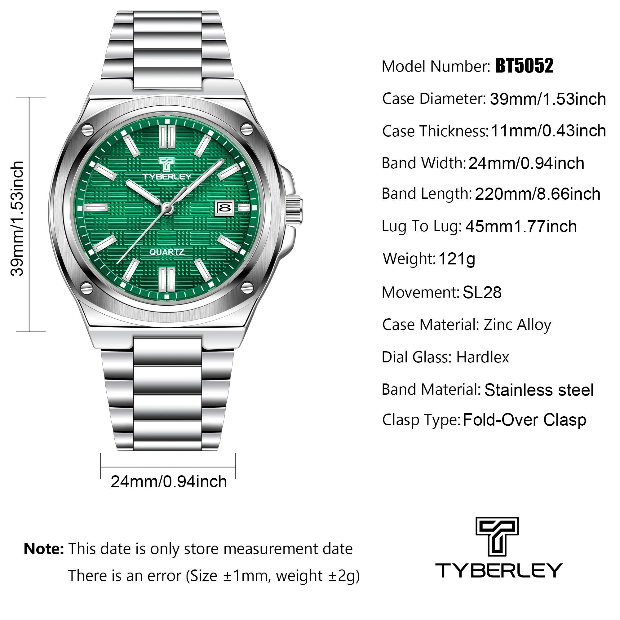 2025 New TYBERLEY Men\'s Watches Top Brand Luxury Quartz Watch For Men Stainless Steel Waterproof Sports Wrist Watches Gift Clock