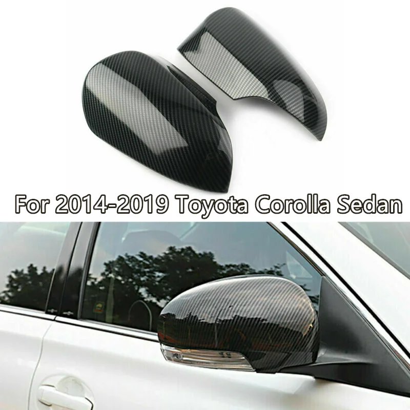 Couvercle de rétroviseur latéral en Fiber de carbone brillant, 2 pièces, pour Toyota Corolla Sedan 2014 – 2019