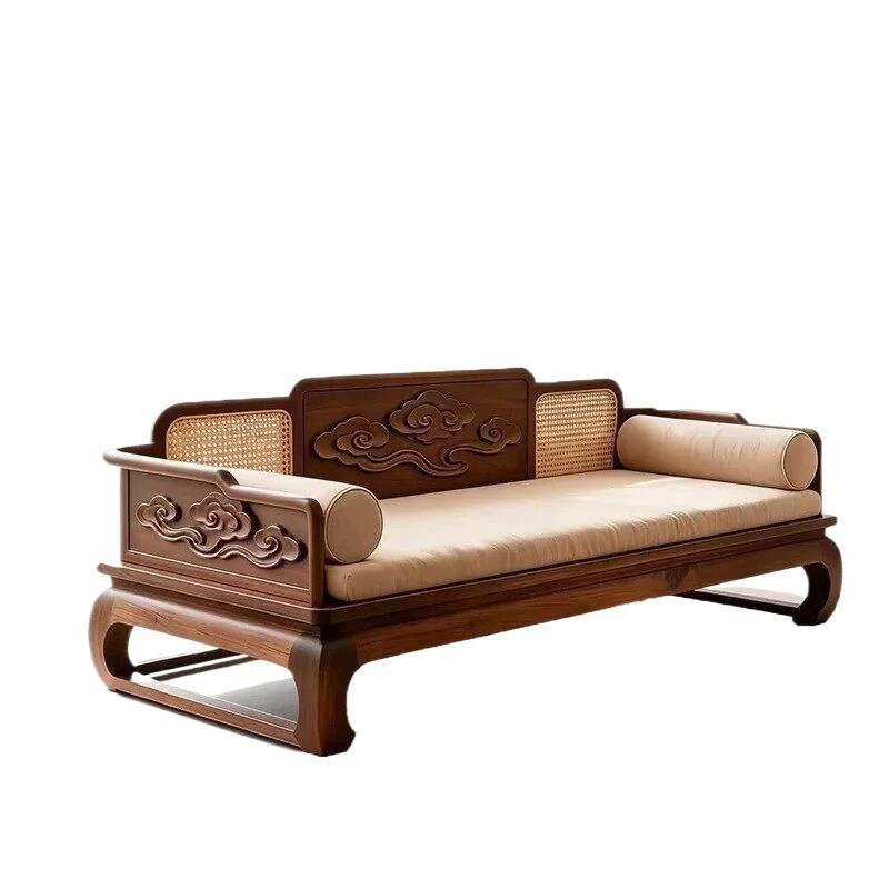 Chinese-style living room, simple modern homestay, clubhouse, hotel medieval straight-row sofa