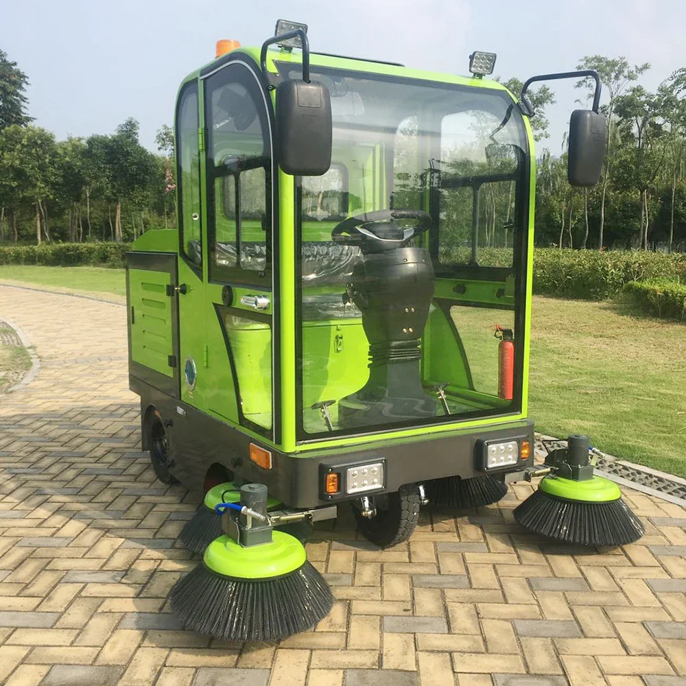 Industrial street sweeper cleaning machine battery electric ride on road vacuum floor sweeper