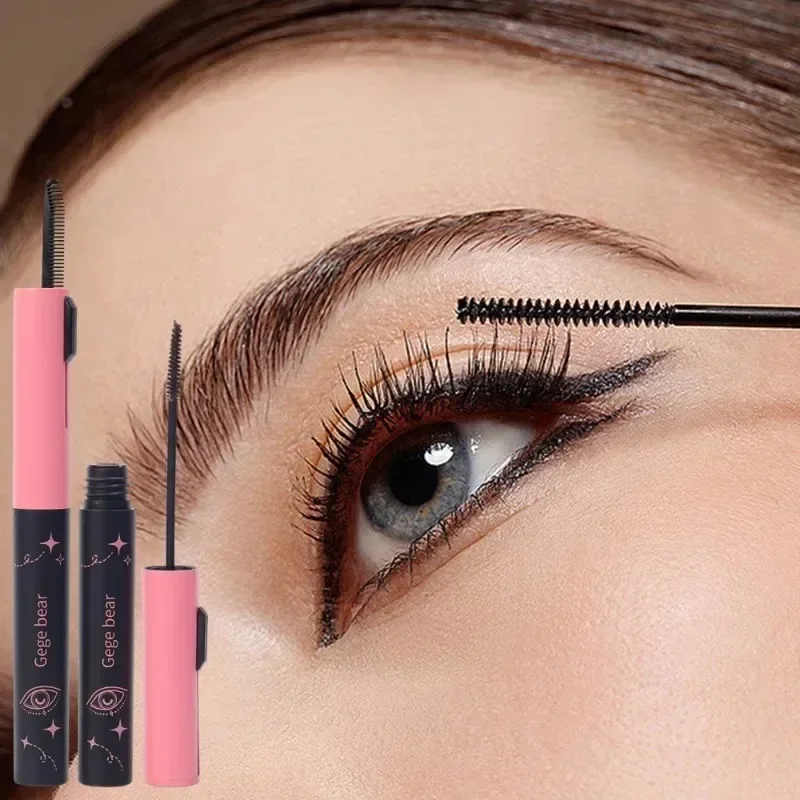 Tweekoppige Mascara Met Wimperkam Slanke Borstel Zwart Bruin Waterdicht Natuurlijk Krullen Vergroot Make-Up Cosmetica