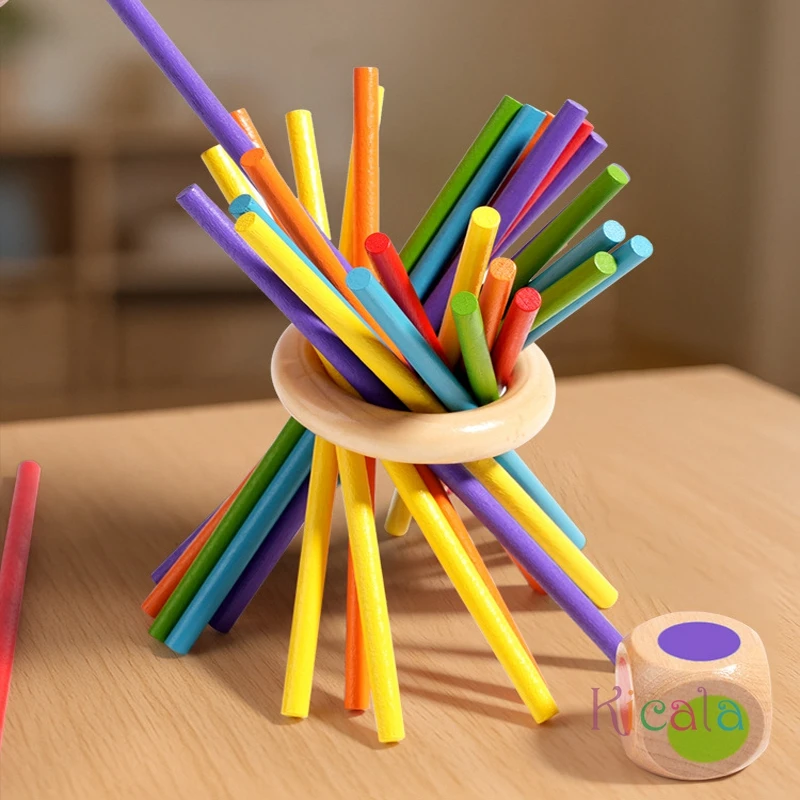 Gioco Montessori Gioco da tavolo in legno Bastone di legno Torre Giocattolo Sviluppo di dadi Bastone Conteggio Gioco da tavolo educativo matematico per bambini