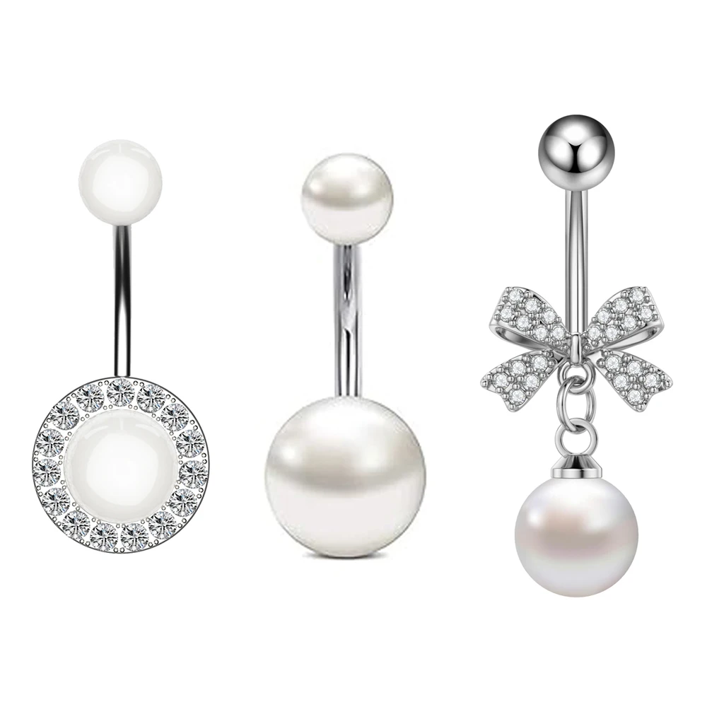 Mixed-Style Crystal CZs Belly Button Piercing Set 3pcs/lot Heart Flower Cake Curved Navel Piercing Ombligo Pack Belly Jewelry