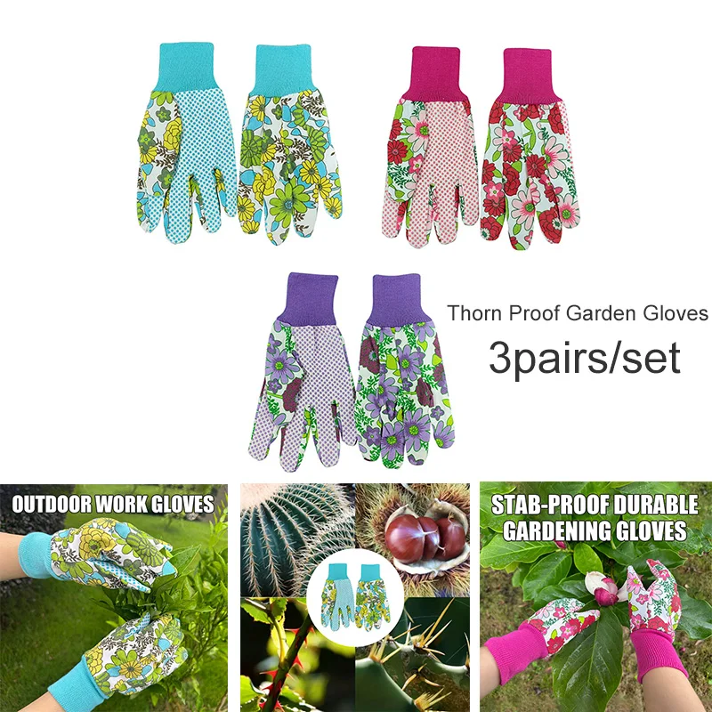 3Pairs Gardening Gloves Thorn Proof Garden Gloves Rose Pruning Yard Work Gloves Work Gloves for Digging, Planting,Pruning