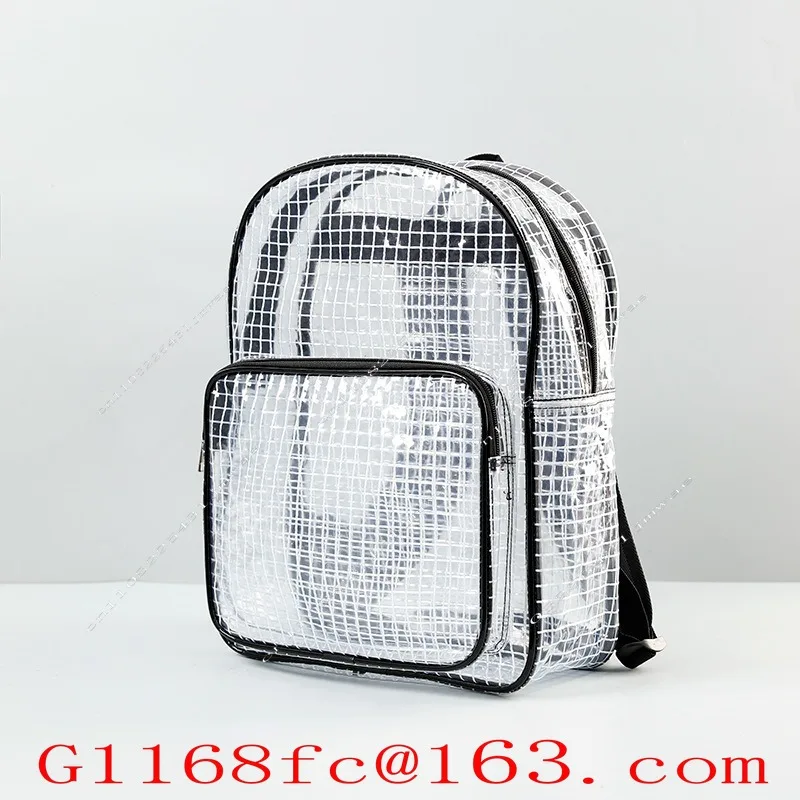 PVC Anti-static Dust Bag Mesh 17 Inch Black Transparent Backpack