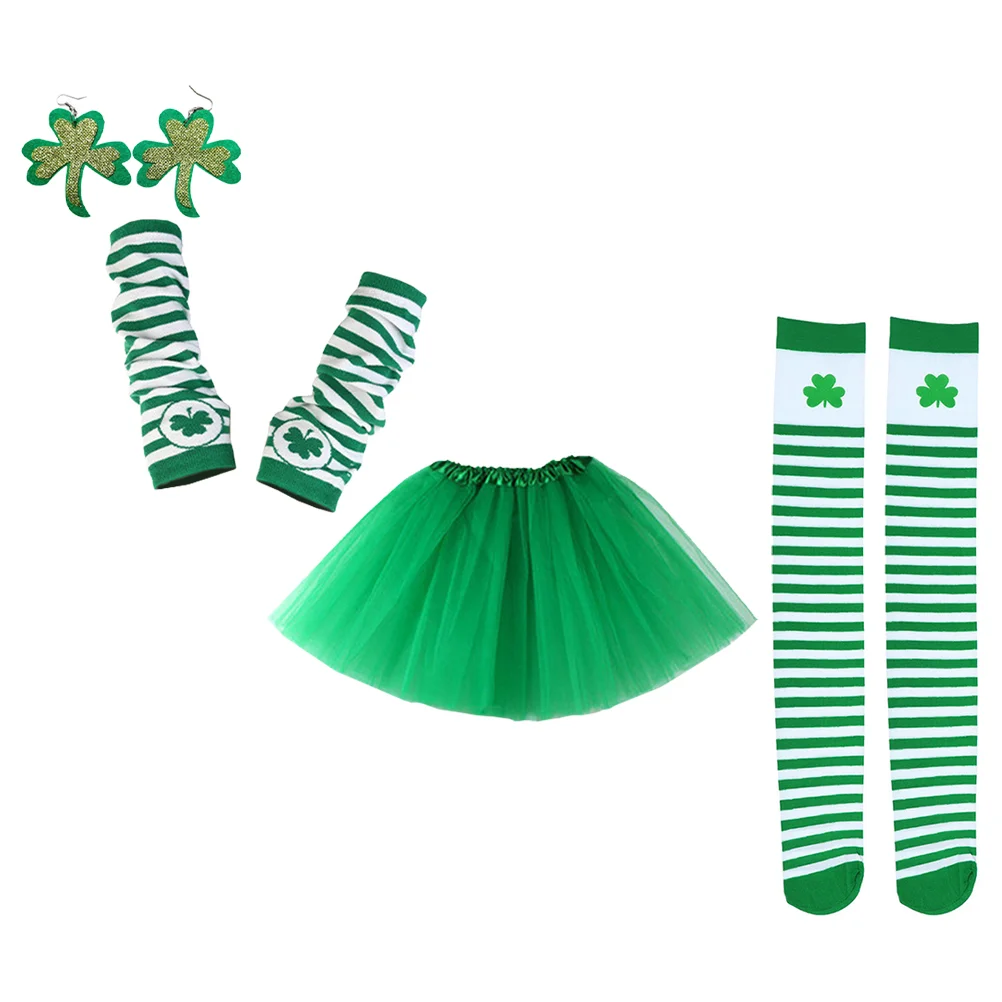 Set di costumi per il giorno di San Patrizio, festival a tema verde irlandese, accessori di abbigliamento, design trifoglio, regalo riutilizzabile per bambini, include la manica