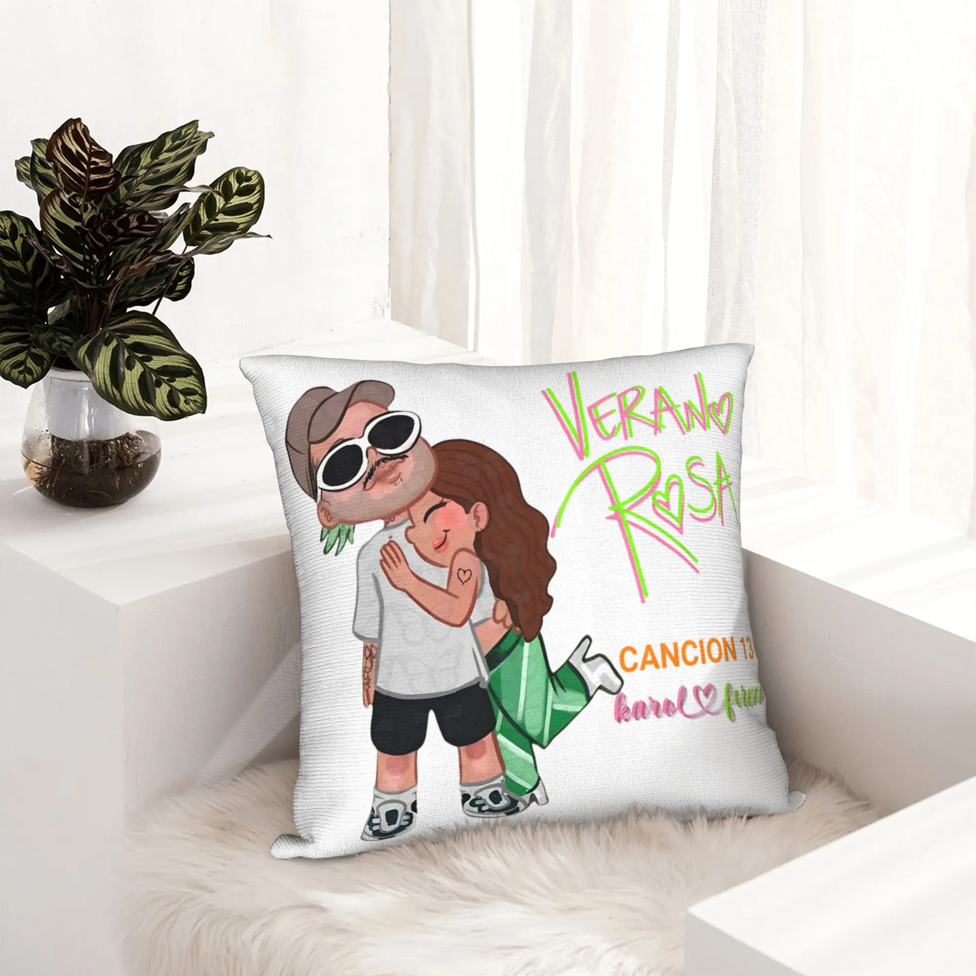 Karol G Tropicoqueta Album Latina Pillowcase Printing Polyester Cushion Cover Gift  Pillow Case Cover Home Zipper 40*40cm