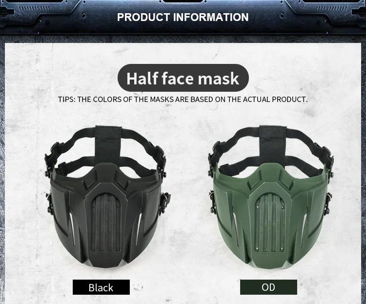 REikirc taktische halb gesicht airsoft maske verstellbar cs cosplay halloween militär masken – Detail 2
