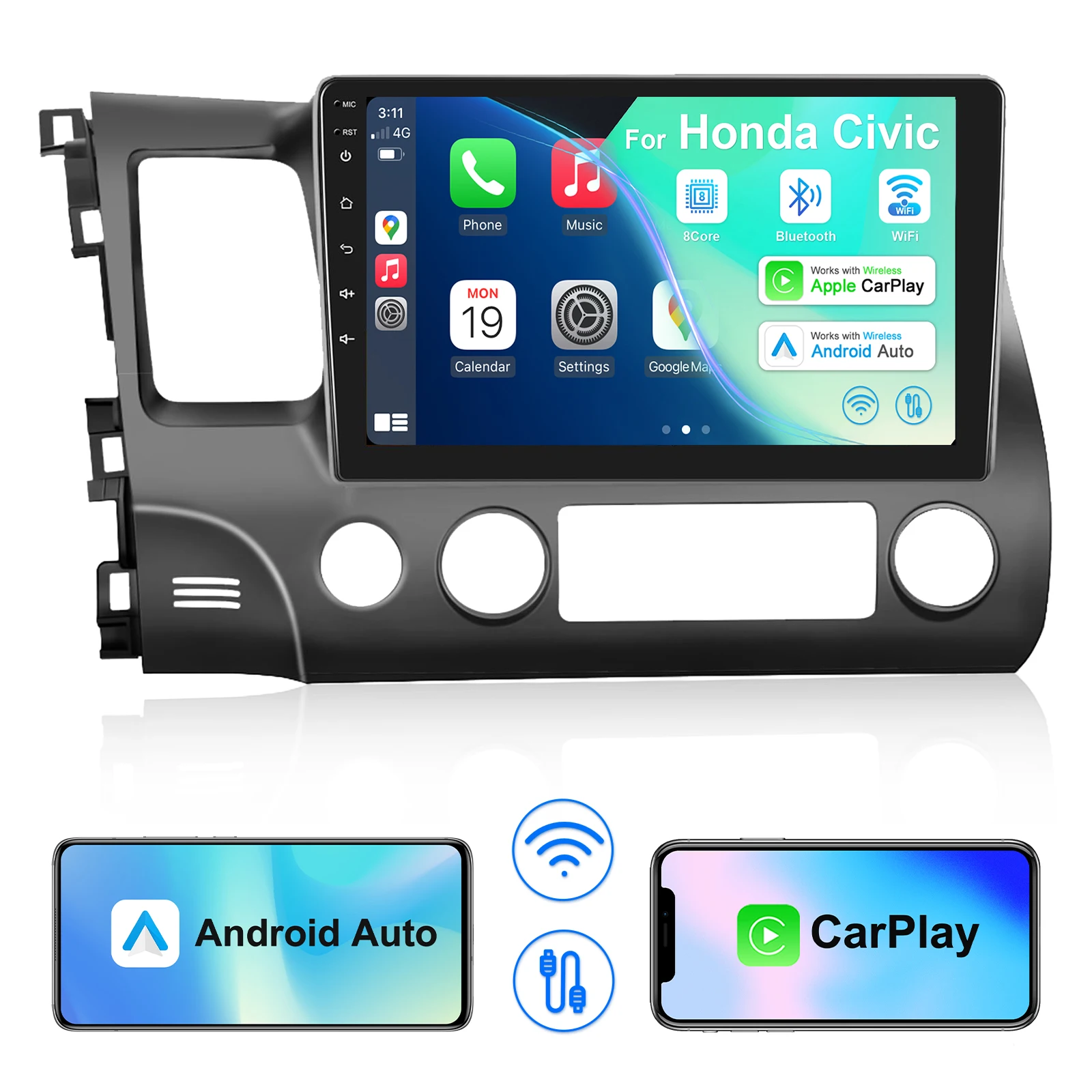 

10 Inch Carplay Radio for Honda Civic Left-hand drive 2006/07/08/09/10/11Car Multimedia Touch Screen Android Headunit Car Stereo