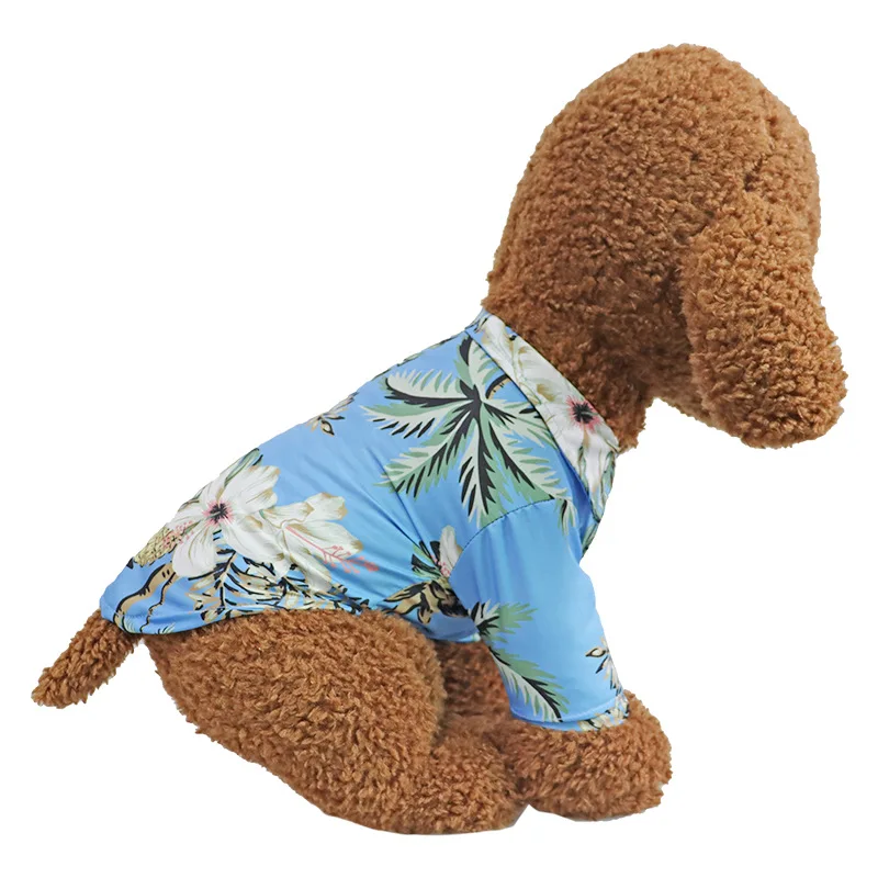 Summer Dog Clothes Cat Shirt Hawaiian Style Thin Section Refreshing Breathable Small Pet for  Bomei French Fighting