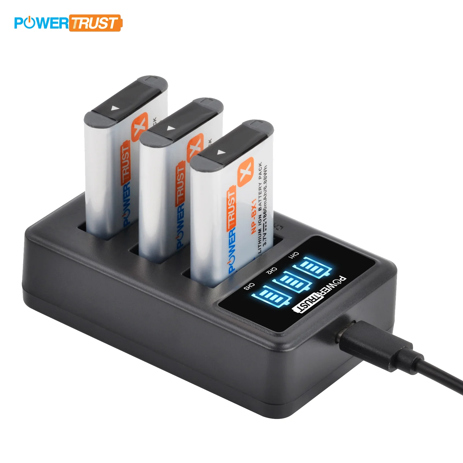 PowerTrust NP-BX1 NPBX1 NP BX1 Battery For SONY AS300 AS300V FDR-X3000R HDR-AS300R M3 M2 M7 M6 RX100 RX1R HX400 HX50 HX60 WX300